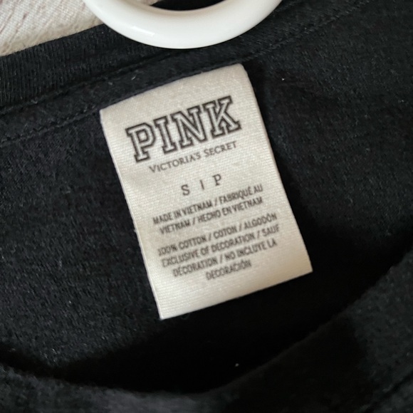 PINK Victoria’s Secret black sequin snowflake  logo top sz S - Picture 6 of 8